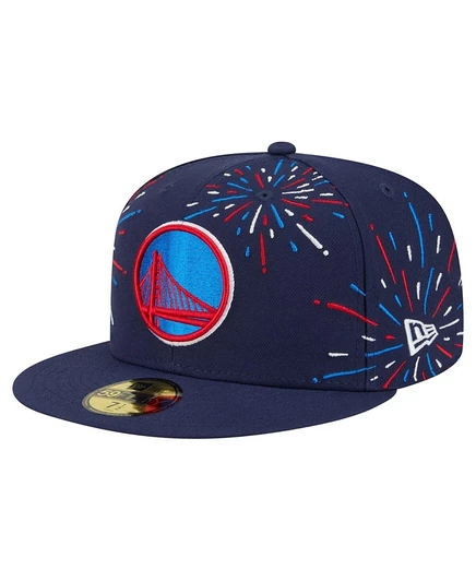 Мужская приталенная шляпа New Era темно-синего цвета Golden State Warriors Americana Fireworks 59 размера 