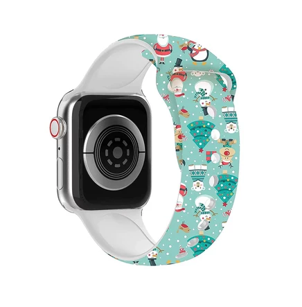 Силиконовый ремешок в рождественском стиле Waloo для Apple Watch teal snowman
