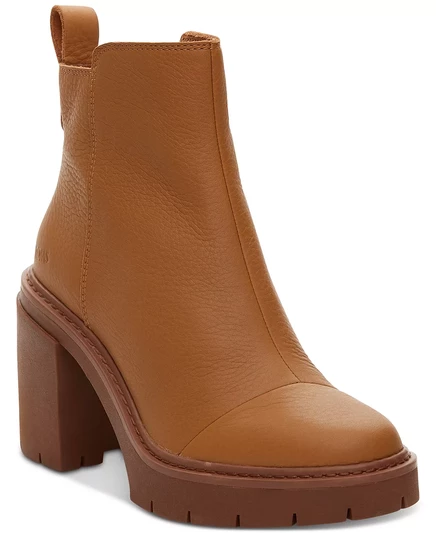  Женские ботильоны на платформе с блочным каблуком и резиновой подошвой Rya tan leather