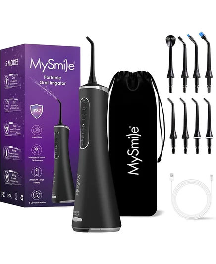 Беспроводной ирригатор для зубов MySmile LP211 с усовершенствованной водяной нитью, резервуар 260 мл, черный
