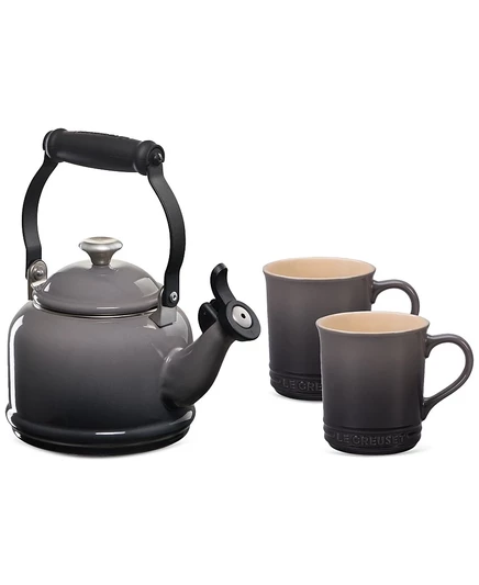 Чайник Le Creuset Demi 1,2 л с 2 кружками 414 мл, серый