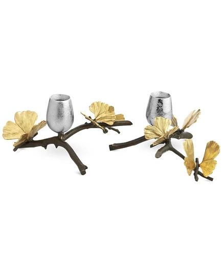 Подсвечники Michael Aram Butterfly Ginkgo набор из 2, серебристые