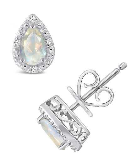 Женские пусеты Macy's, серебро, бриллианты, лунный камень