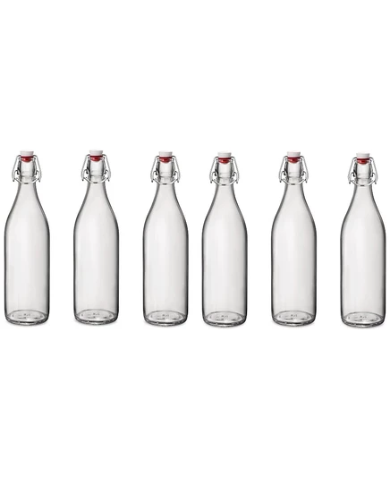 Стеклянные бутылки Bormioli Rocco Giara 1 л, набор 6 шт., прозрачные