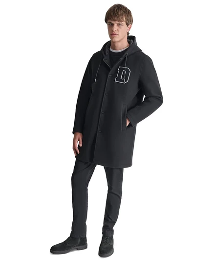 Мужская длинная куртка DKNY с шенилловой аппликацией, черная