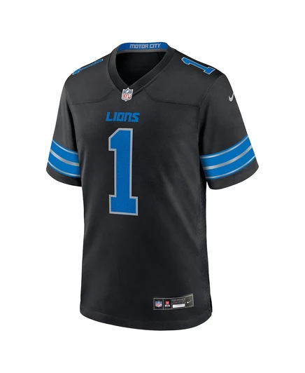 Мужская игровая футболка Nike Jameson Williams Detroit Lions черная