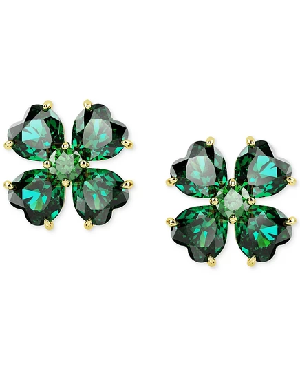 Серьги Swarovski Idyllia гвоздики, золотистые/зелёные