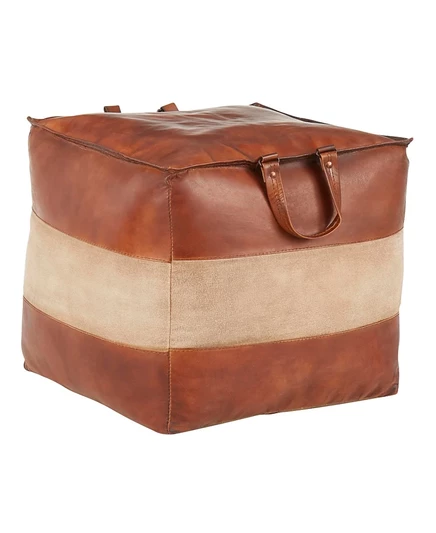 Промышленный пуф Cobbler из кожи и холста от Lumisource brown
