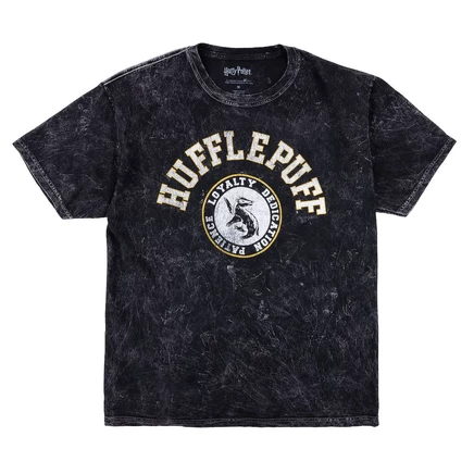 Мужская футболка с круглым вырезом и коротким рукавом Hufflepuff Varsity Black Vintage Mineral Wash с коротким рукавом-XXL black wash