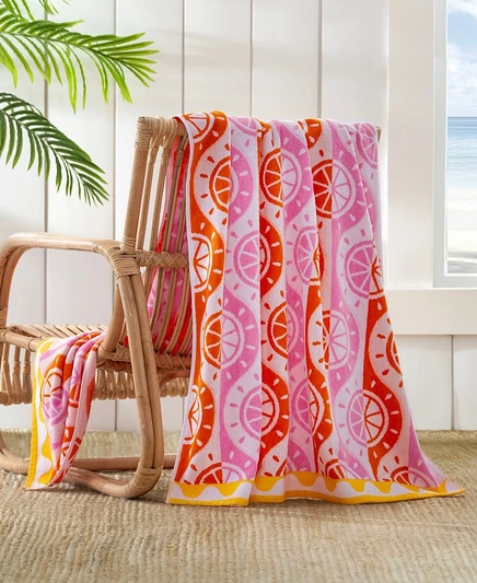 Пляжное полотенце The Beach House Cotton Citrus из жаккарда, оранжевое, 40 x 70 дюймов