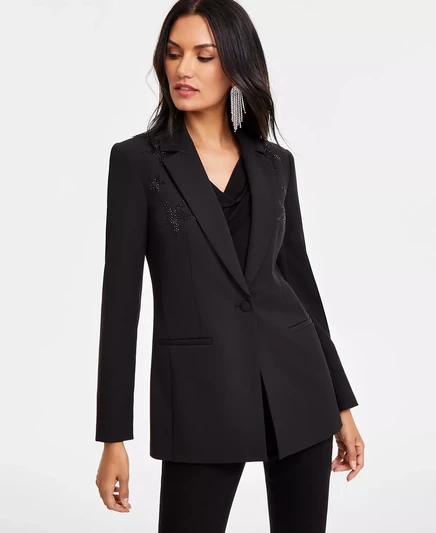  Женский блейзер, украшенный звездами, эксклюзивно в Macy's deep black