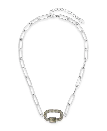 Ожерелье с замком-карабином из кубического циркония Sterling Forever Pave silver, green