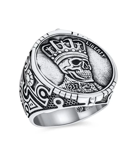 Кольцо Bling Jewelry с монетой 1937, оксидированное серебро