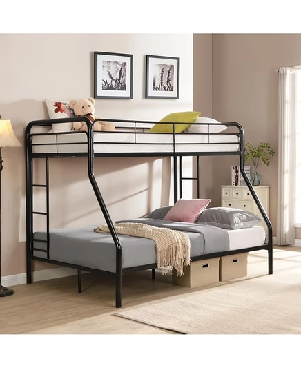Двухъярусная кровать Streamdale furniture twin over из цельнометаллического материала с местом для хранения, пружинный блок не требуется, проста в сборке, долговечна и компактна.