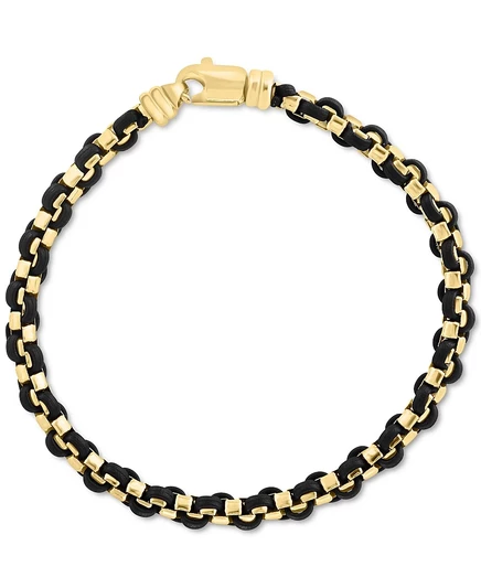 Мужской браслет EFFY кожаный, 14k позолота серебра, золотистый
