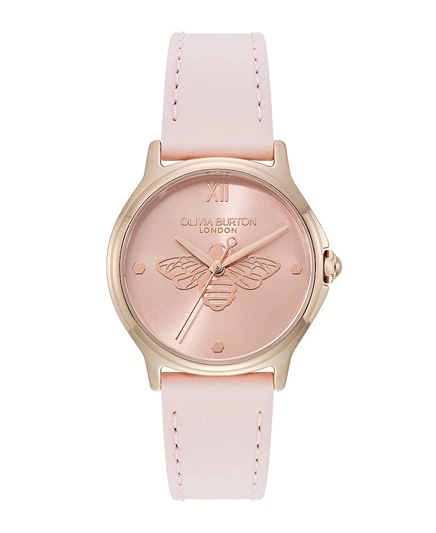 Женские часы Olivia Burton OB Classic Bee Primrose на кожаном ремешке, 29,8 мм, розовые