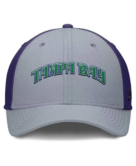 Мужская серо-фиолетовая кепка Nike Tampa Bay Rays Rise Swoosh Performance Flex от Nike gray, purple