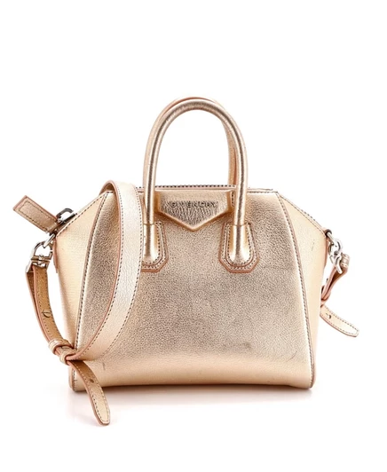Женская сумка Pre-Owned Givenchy Mini Antigona кожаная, золотистая