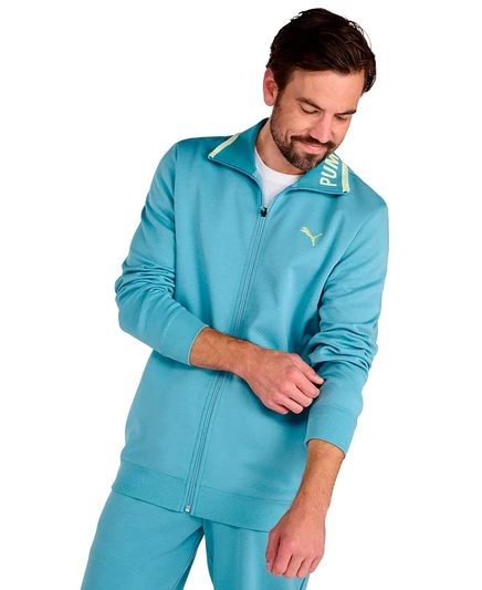 Мужская спортивная куртка Puma, вязаный воротник, вышитый логотип, синяя