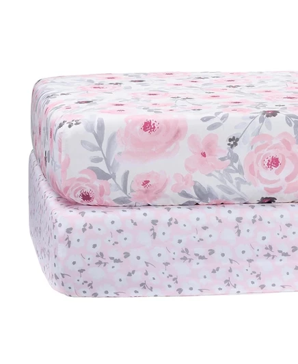 Набор простыней Bedtime Originals Floral 2 шт., розово-серый