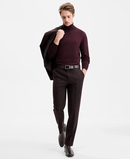 Мужской костюм Hugo Boss Modern-Fit в клетку, бордовый
