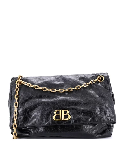 Женская сумка Balenciaga Monaco большая на цепочке, черная
