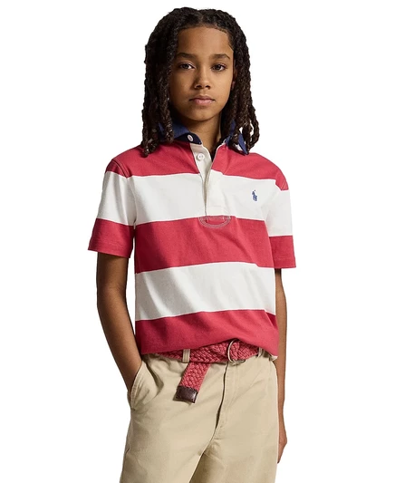 Мальчиковая рубашка‑регби Polo Ralph Lauren хлопковая, красная