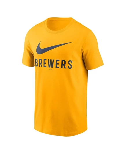Мужская футболка Nike с золотым логотипом Milwaukee Brewers Swoosh gold