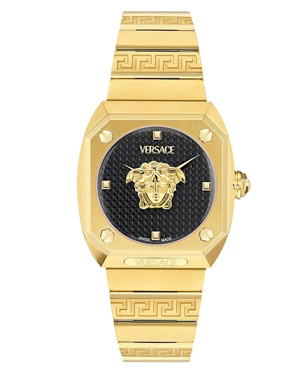 Женские швейцарские часы-браслет Versace Medusa Antares с позолоченным ионным покрытием, 35 мм золото