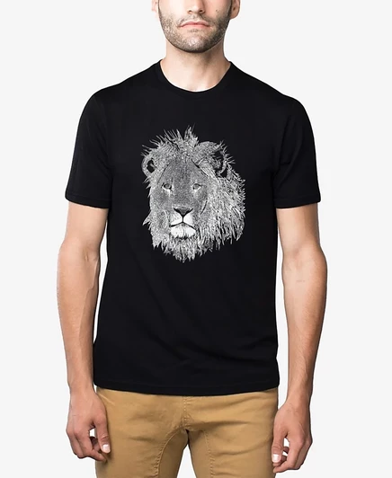 Мужская футболка Word Art Lion из смесовой ткани с принтом LA Pop Art black