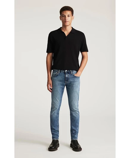 Мужские джинсы Jake Slim Leg от Mavi Jeans из бывших в употреблении классических джинсовых тканей синего цвета с матовой отделкой