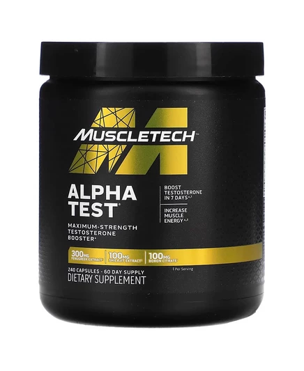 MuscleTech AlphaTest | Tribulus Terrestris и добавка бора | Максимальная концентрация АТФ | Ежедневно без цвета