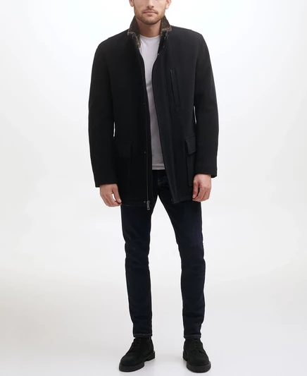Мужское шерстяное плюшевое автомобильное пальто Cole Haan black