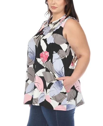 Топ-туника без рукавов с плиссировкой спереди от White Mark Plus Size pink