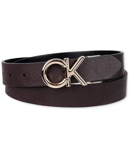 Женский реверсивный ремень Calvin Klein с пышной пряжкой и монограммой CK, черный