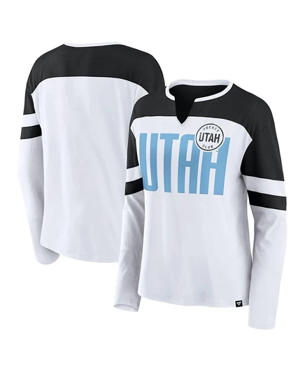 Женская футболка Fanatics Utah Hockey с вырезом, черно-белая