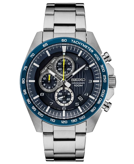 Мужские часы Seiko 43.9 мм на стальном браслете, серебристые