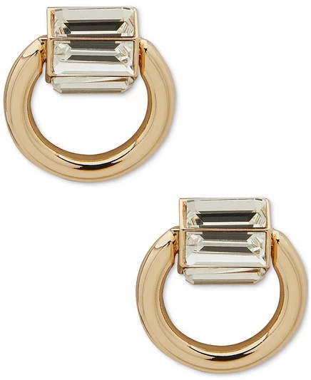 Серьги-пусеты DKNY багет, позолоченные, золотистые