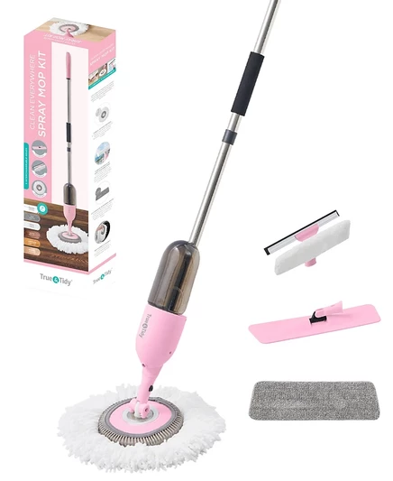 Швабра с распылителем True & Tidy Spray‑360 420 мл, розовая