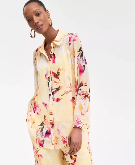 Женская блузка свободного кроя с цветочным принтом, эксклюзивно от Macy's keri bloom