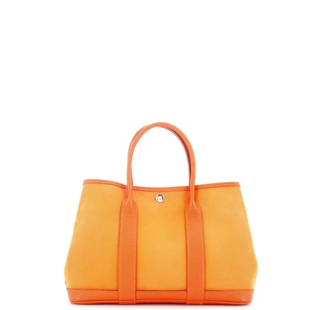 Женская сумка Hermès Garden Party 30 кожа/холст, оранжевая