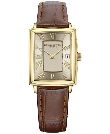 Женские часы Raymond Weil Toccata с коричневым кожаным ремешком, золотистые
