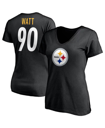 Женская футболка Fanatics T.J. Watt Black с именем и номером игрока Pittsburgh Steelers с V-образным вырезом black