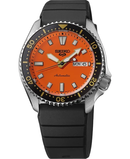 Мужские силиконовые часы Seiko 5 Sports черного цвета, 42,5 мм