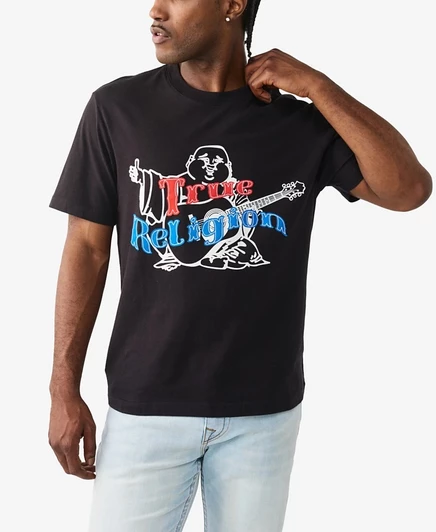 Мужская футболка с рисунком True Religion обычного кроя, черная