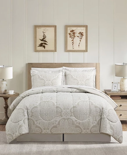 Постельный комплект Macy's Neutral Damask, 8 предм., бежевый