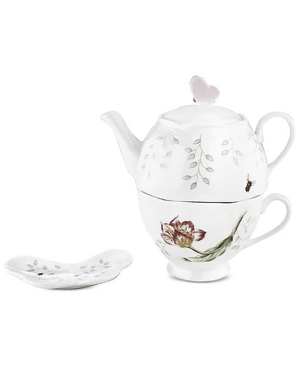 Чайный набор Lenox Butterfly Meadow штабелируемый с держателем для пакетиков