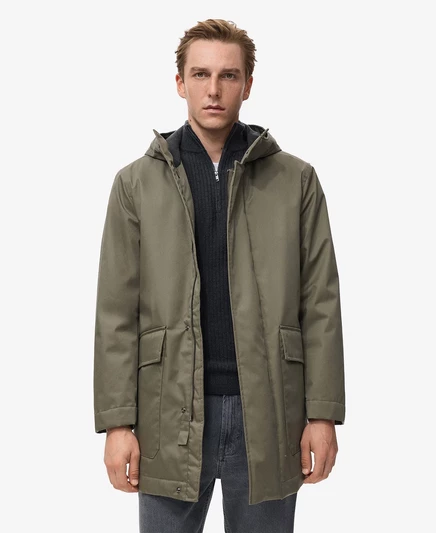 Мужская стеганая парка с водоотталкивающим капюшоном medium brown