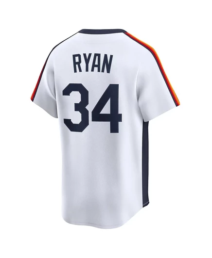 Мужская футболка Nike Nolan Ryan White Houston Astros из лимитированной коллекции Cooperstown Throwback white