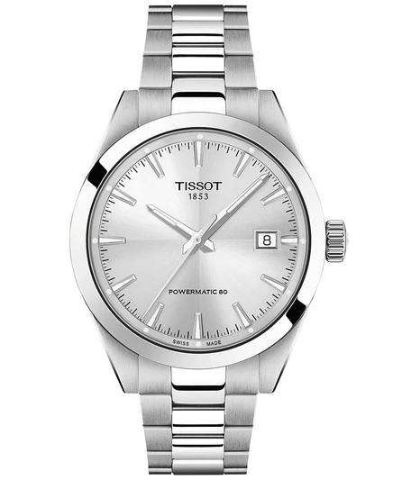 Мужские круглые серебряные часы Tissot из нержавеющей стали 38 мм серебристого цвета